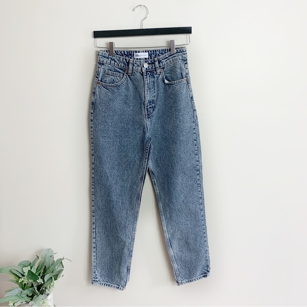 [Zara] Women's High Rise Straight Leg Denim Mom Jeans